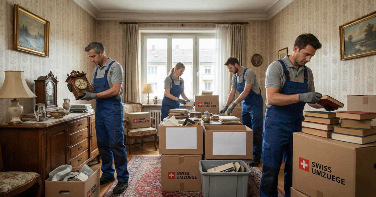Respektvolle und professionelle Nachlassräumung durch das erfahrene Team von Swiss Umzüge in einer möblierten Wohnung.