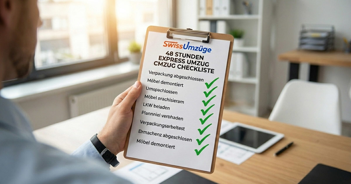 48 Stunden Checkliste Express Umzug Zügelunternehmen Dietikon